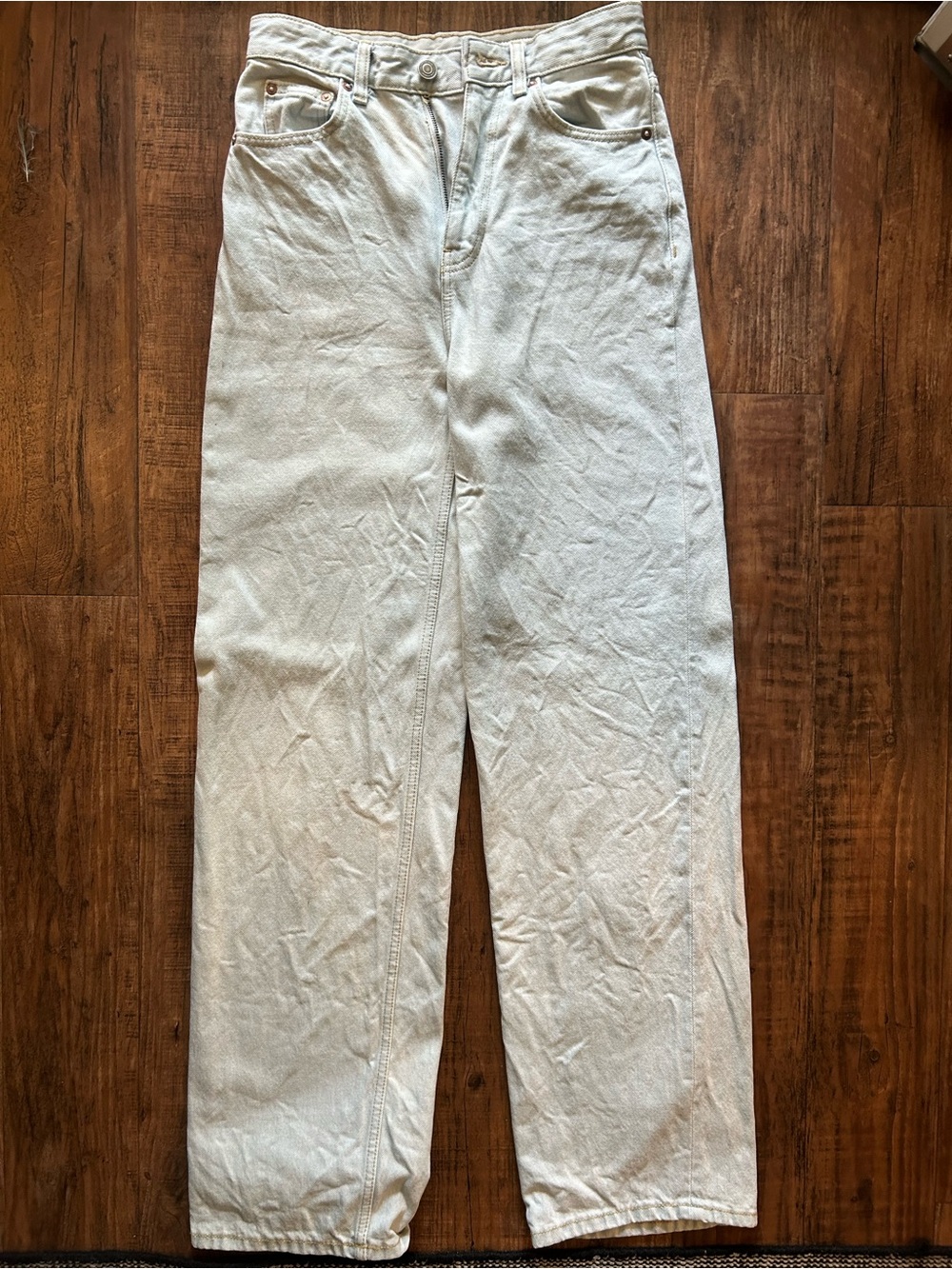 Zara Light Cream Wide-Leg Jeans